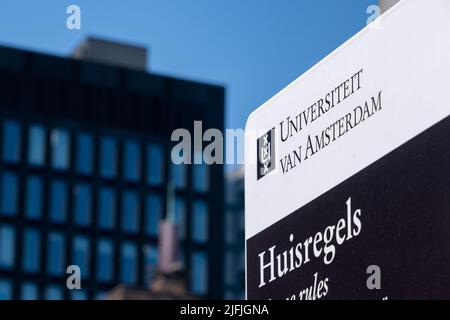 Amsterdam, Netherlands - 23 June 2022: University of Amsterdam sign Stock Photo