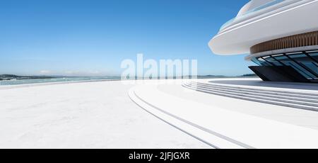 3D rendering architecture with futuristic streamlined design. Daytime scene Stock Photo