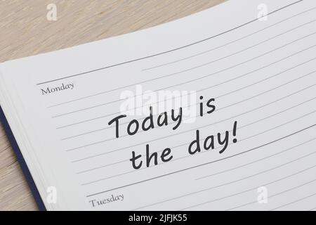 Today is the day diary reminder appointment open on desk Stock Photo