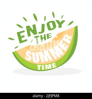 Summer vector template design. Enjoy The Summer text in Melon vector background for tropical season holiday greeting messages. Vector illustration EPS Stock Vector