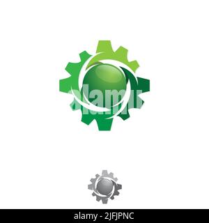 Green Gear logo icon & symbol vector template. Vector illustration EPS.8 EPS.10 Stock Vector