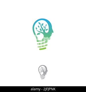 Eco green idea logo designs concept with tree. Creative icon symbol technology logo. Vector illustration EPS.8 EPS.10 Stock Vector