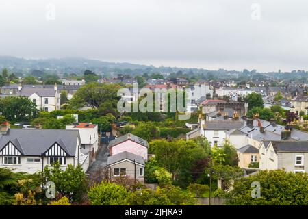 Aerial view of Dun Laoghaire, Dublin county, Ireland, in a cloudy day Stock Photo