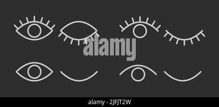 Password hidding icons set. Icons for data privacy and sensitive content mark. Outline vector illustration Stock Vector