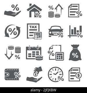 Tax icons set on white background Stock Vector