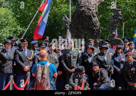 Police And Military Going On Photos At The Keti Koti Festival At Amsterdam The Netherlands 1-7-2022 Stock Photo