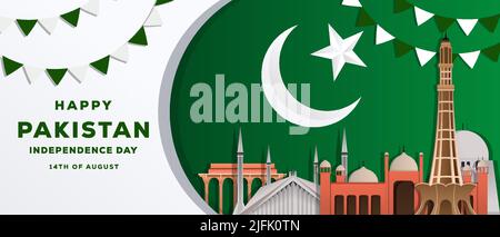 pakistan independence day 14th of august background illustration Stock Vector