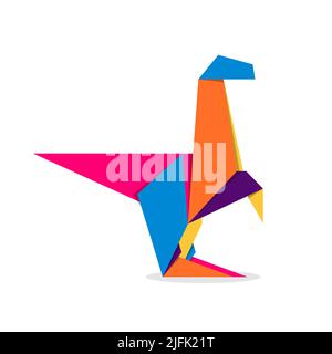 Dinosaur origami. Abstract colorful vibrant dinosaur logo design. Animal origami. Vector illustration Stock Vector