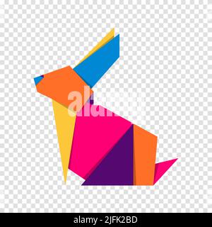 Rabbit origami. Abstract colorful vibrant rabbit logo design. Animal origami. Vector illustration Stock Vector