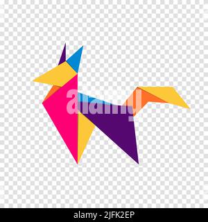Fox origami. Abstract colorful vibrant fox logo design. Animal origami. Vector illustration Stock Vector