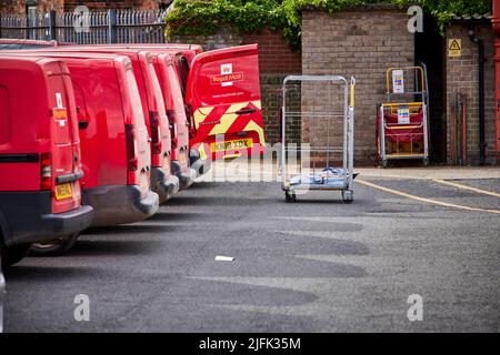 Selby town centre, Royal Mail  sorting office vans Stock Photo