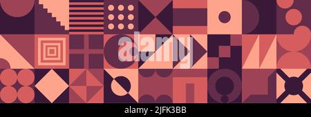 Neo Modernism artwork pattern made with abstract vector geometric shapes and forms. Simple form bold graphic design, useful for web art, invitation ca Stock Vector