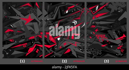 Dark Abstract Graffiti Style A4 Poster Vector Illustration Background Template  Stock Vector