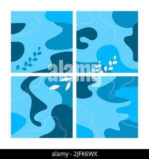 Set abstract backgrounds. Hand drawn various shapes and doodle objects. Contemporary modern trendy vector illustrations. Every background is isolated. Stock Vector
