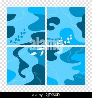 Set abstract backgrounds. Hand drawn various shapes and doodle objects. Contemporary modern trendy vector illustrations. Every background is isolated. Stock Vector