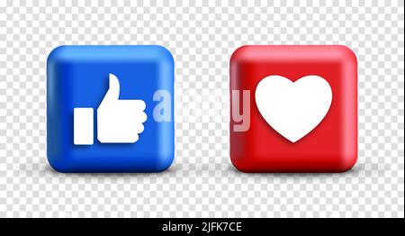 Thumb up and heart icon. Vector like and love icon. Like and love button. Vector illustration Stock Vector
