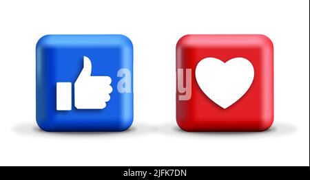 Thumb up and heart icon. Vector like and love icon. Like and love button. Vector illustration Stock Vector