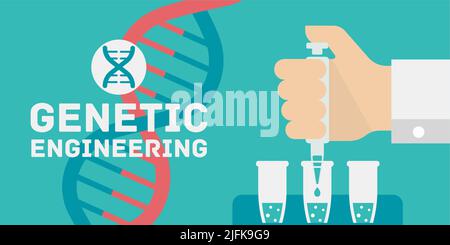 Genetic engineering vector banner illustration Stock Vector