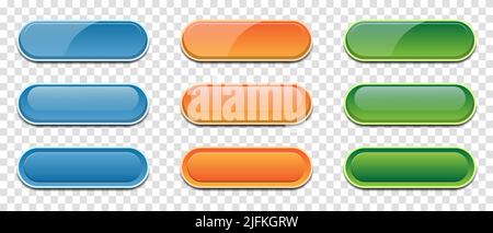 User interface colorful buttons set. Colorful glossy buttons set. Vector illustration Stock Vector