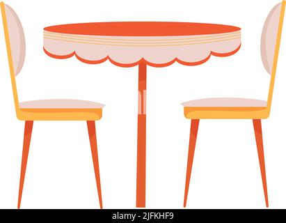 Dining table with upholstered chairs semi flat color vector object Stock Vector