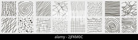 Set of hand drawn textured seamless patterns. Simple textures for background. Vector illustration Stock Vector