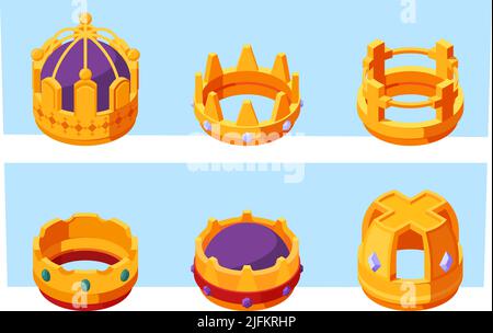 Realistic gold crown. Crowning headdress for king and queen. Royal ...
