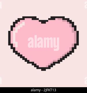 heart pixel love romantic passion icon. Heart vector pixel icon isolated element. Love symbol isolated sign. Vector illustration Stock Vector