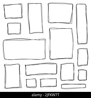 Set of hand drawn sketched frames. Vector illustration Stock Vector