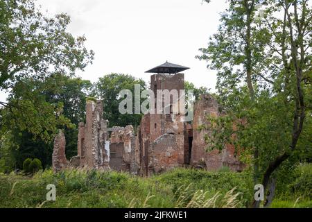 Medieval ruined castle 'Bleijenbeek' in the Netherlands, bombed by the RAF during WW2 Stock Photo