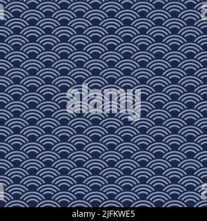 Japanese seamless pattern. Vector background of japanese wave pattern. Vector illustration Stock Vector
