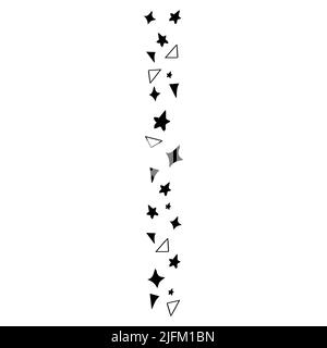 Border from doodle shapes star, triangle abstract style simple isolated on white background. Web, hipster. Vector illustration Stock Vector