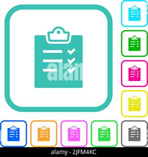 Task list alternate vivid colored flat icons in curved borders on white background Stock Vector