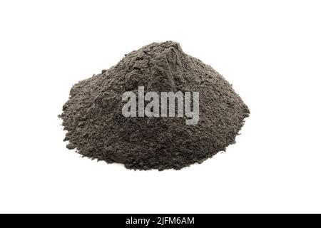 Black cosmetic clay powder isolated on white background Stock Photo