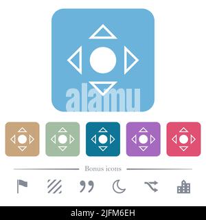 Scrolling tool alternate white flat icons on color rounded square backgrounds. 6 bonus icons included Stock Vector