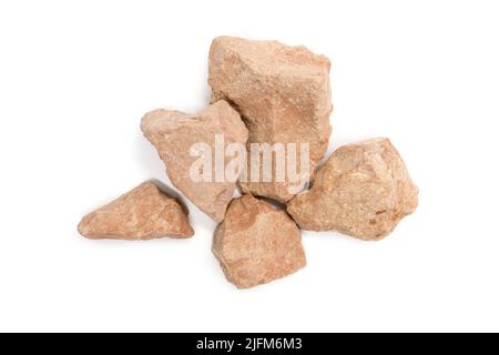 Red cosmetic clay in pieces Stock Photo