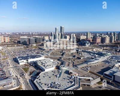 Aerial view of City of Mississauga centre downtown skyline. Ontario, Canada. Stock Photo