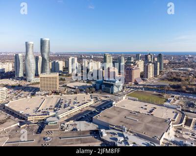 Aerial view of City of Mississauga centre downtown skyline. Ontario, Canada. Stock Photo