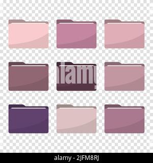 Folder icons set. All type of document, file formats vector illustration symbols collection. Computer folder, folders sign Stock Vector