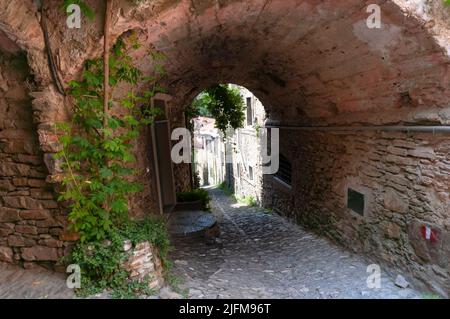 Italy, Liguria, Colla Micheri, Old Village Stock Photo