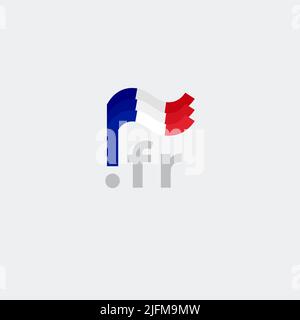 France flag icon. Original simple design of the French flag on a white background, place for text. Design element, template national poster with fr Stock Vector