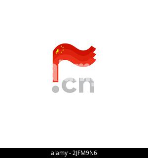 China flag icon. Original simple design of the chinese flag on a white background, place for text. Design element, template national poster with cn do Stock Vector