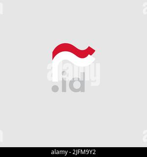 Indonesia flag icon. Original design of the indonesian flag on white background, place for text. Design element, template national poster, id domain Stock Vector