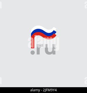 Russia flag icon. Original simple design of the russian flag on white background, place for text. Design element, template national poster, ru domain Stock Vector