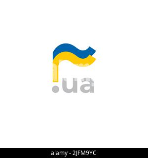 Ukraine flag icon. Original simple design of the ukrainian flag on white background, place for text. Design element, template national poster, ua Stock Vector