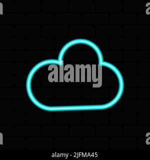 Neon cloud icon. Glowing neon cloud sign, outline technology pictogram. Vector illustration Stock Vector