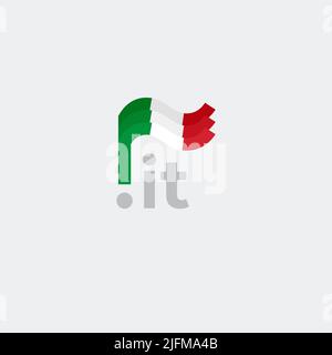 Italy flag icon. Original simple design of the italian flag on white background, place for text. Design element, template national poster, it domain Stock Vector