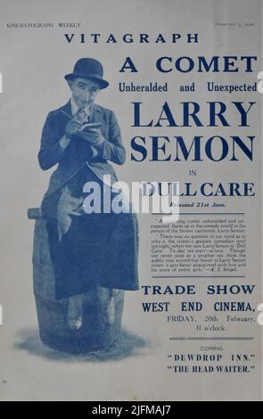 LARRY SEMON in the silent comedy short DULL CARE 1919 director / writer LARRY SEMON producer Albert E. Simon Big V Special Comedies / Vitagraph Company of America Stock Photo