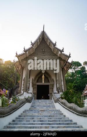 ChiangRai Province, Thailand - 26 Mar 2021, Wat Phra That Pha Ngao is the temple and place of Buddhist practices area, the city of Chiangsaen Maekhong Stock Photo