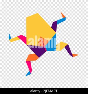 Frog origami. Abstract colorful vibrant frog logo design. Animal origami. Vector illustration Stock Vector