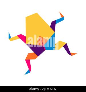 Frog origami. Abstract colorful vibrant frog logo design. Animal origami. Vector illustration Stock Vector